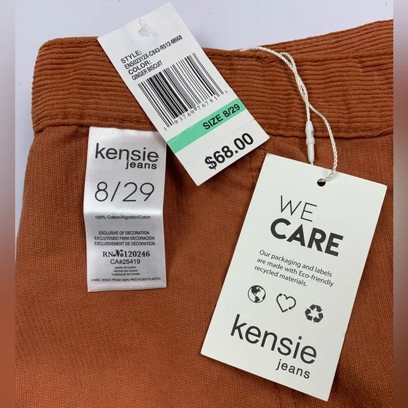 Kensie Corduroy Button Front Mini Skirt Ginger Biscuit NWT 8 - Picture 9 of 13